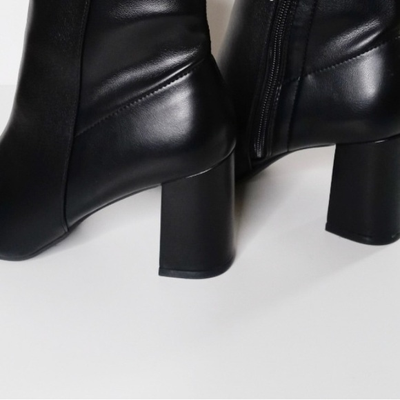 Vintage Y2K MIA Black Vegan Leather Boots Size 8.5 - Picture 4 of 10